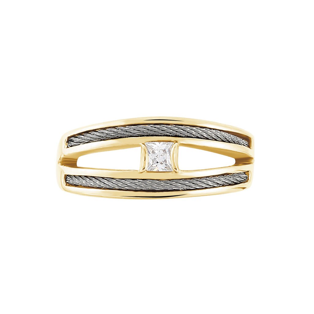 Bague Ylianna Laiton Bicolore Oxyde De Zirconium - Bagues solitaires Femme | Histoire d’Or