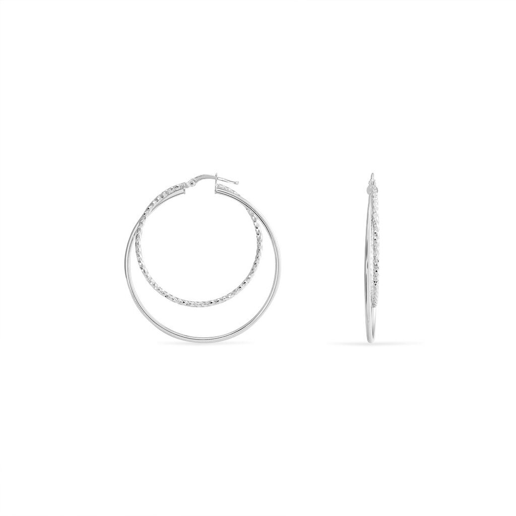 Créoles Argent Blanc Marjorie - Boucles d'oreilles créoles Femme | Histoire d’Or