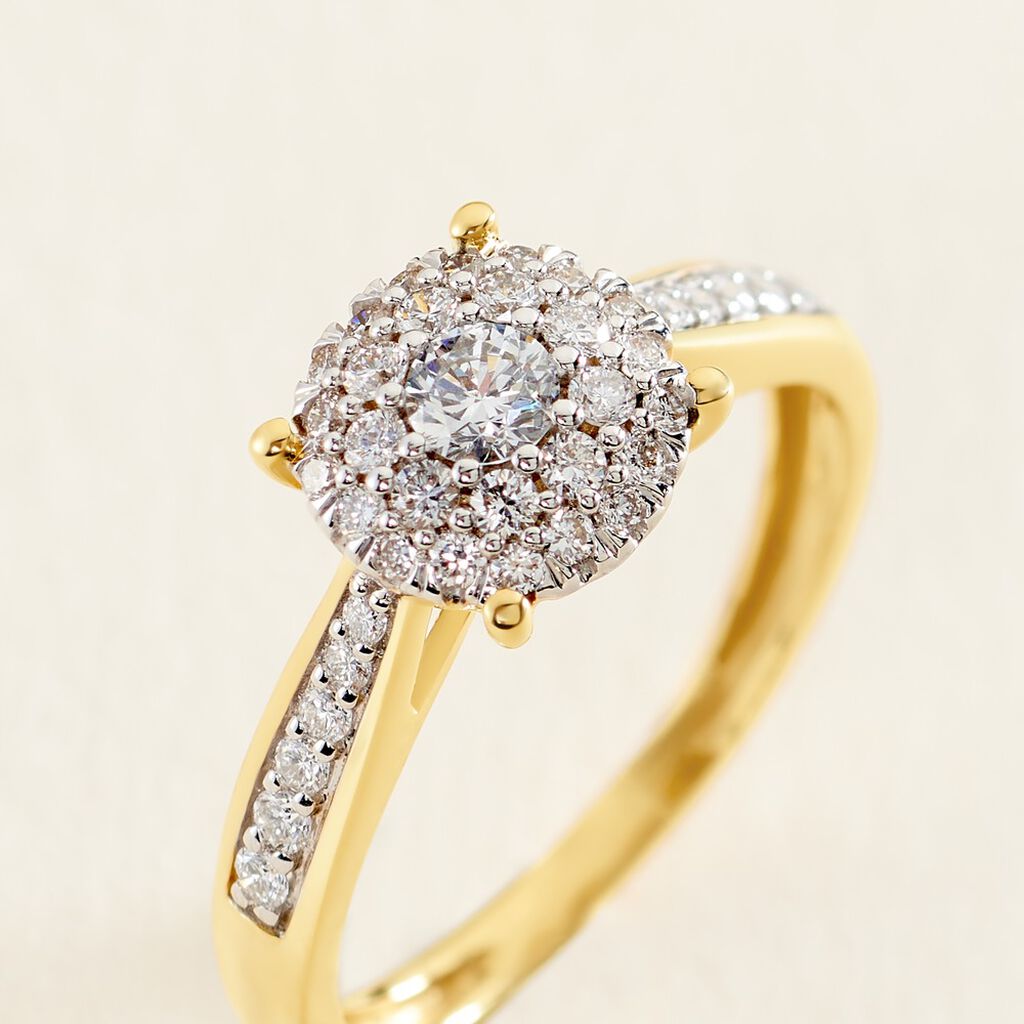 Bague Shirlene Ld Or Jaune Diamant Synth&eacute;tique - Bagues solitaires Femme | Histoire d&rsquo;Or