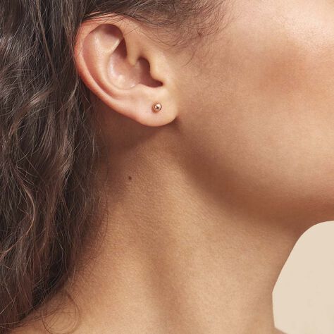Boucles D'oreilles Puces Fidelia Boule Or Rose - Clous d'oreilles Femme | Histoire d’Or