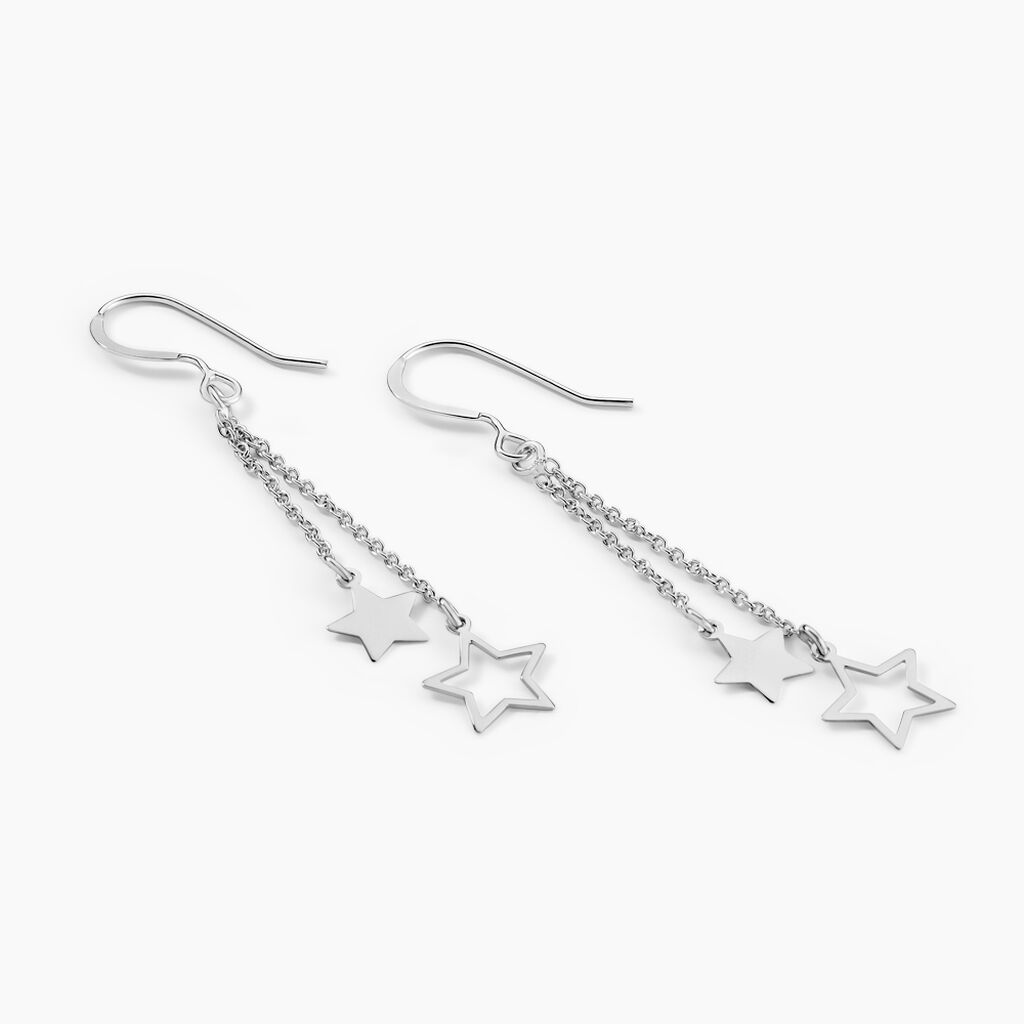 Boucles D'oreilles Pendantes étoiles - Argent Massif - Neuf Sans Emballage