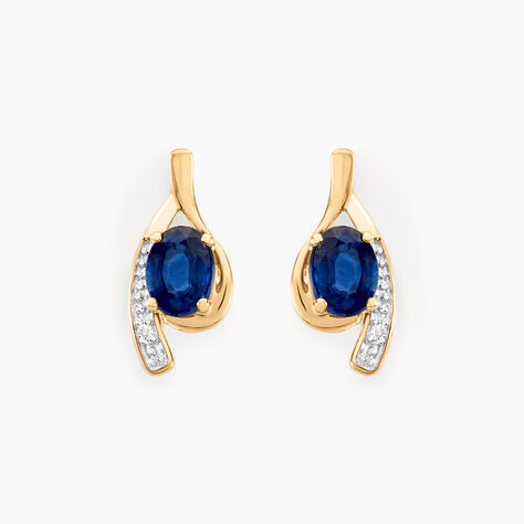 Bijoux D'oreilles Emotion Or Jaune Saphir Diamant - Clous d'oreilles Femme | Histoire d&rsquo;Or
