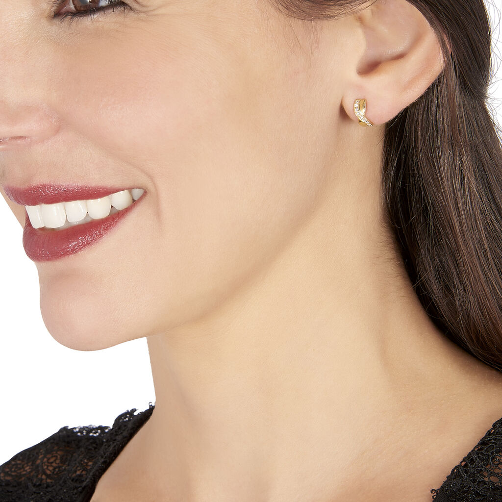 Créoles Izefia Rondes Or Jaune Oxyde De Zirconium - Boucles d'oreilles créoles Femme | Histoire d’Or