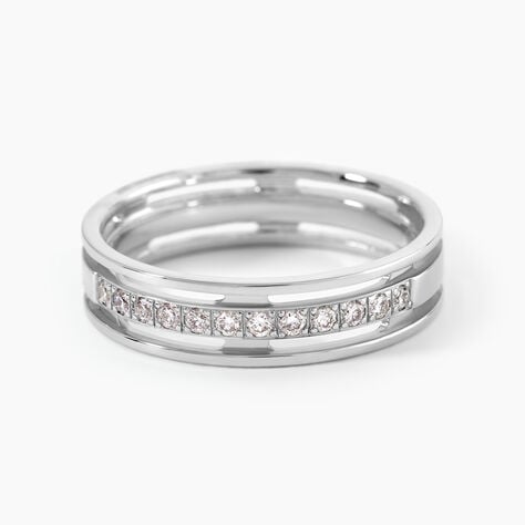 Alliance Serti Grains Ajoures Or Blanc Diamant - Alliances avec pierres Unisex | Histoire d&rsquo;Or