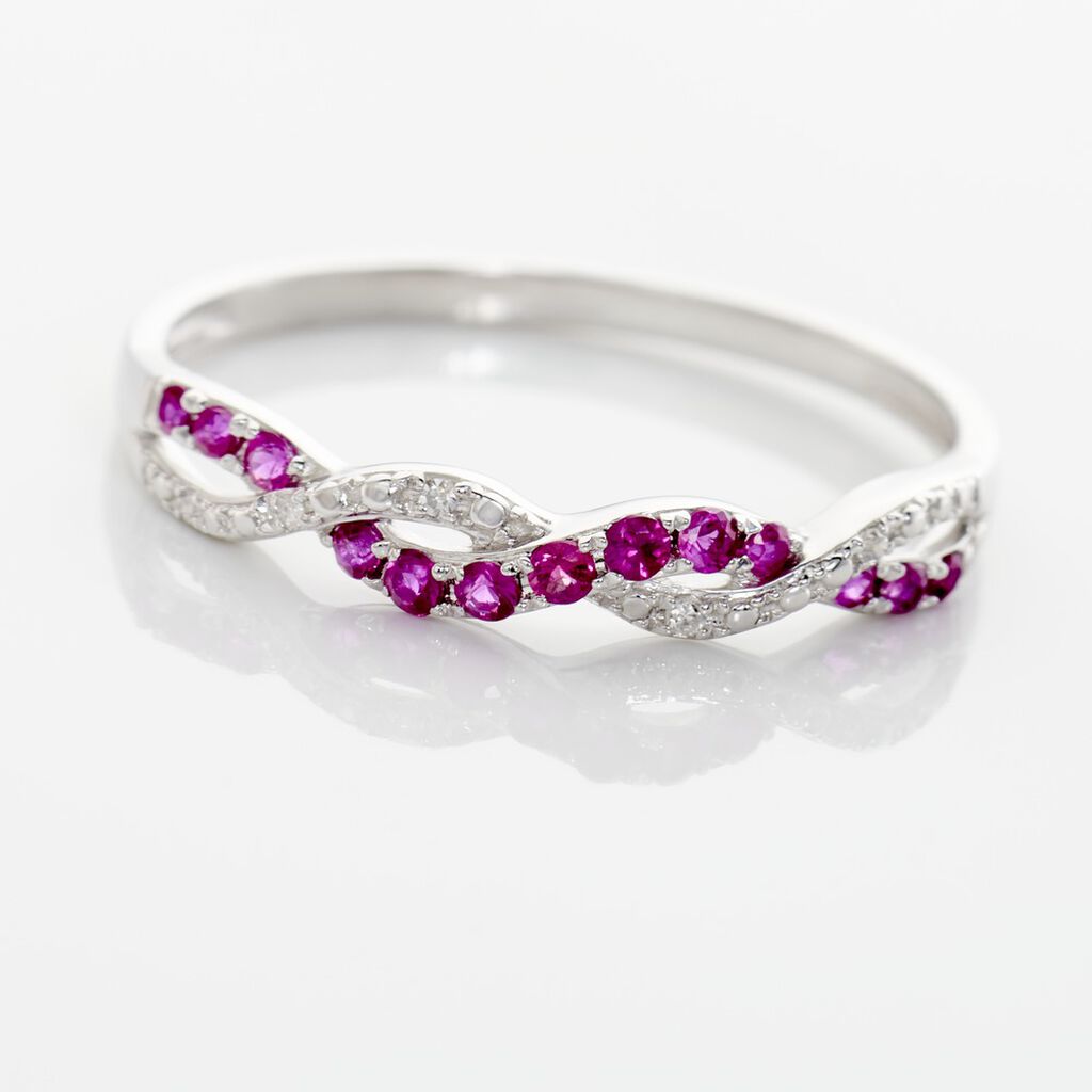 Bague Sofia Or Blanc Rubis Et Diamant - Bagues avec pierre Femme | Histoire d’Or
