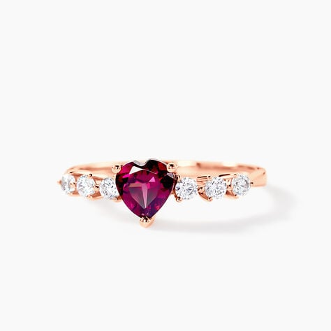 Bague Solitaire Accompagn&eacute; Or Rose Samanta Rhodolite - Bagues solitaires Femme | Histoire d&rsquo;Or