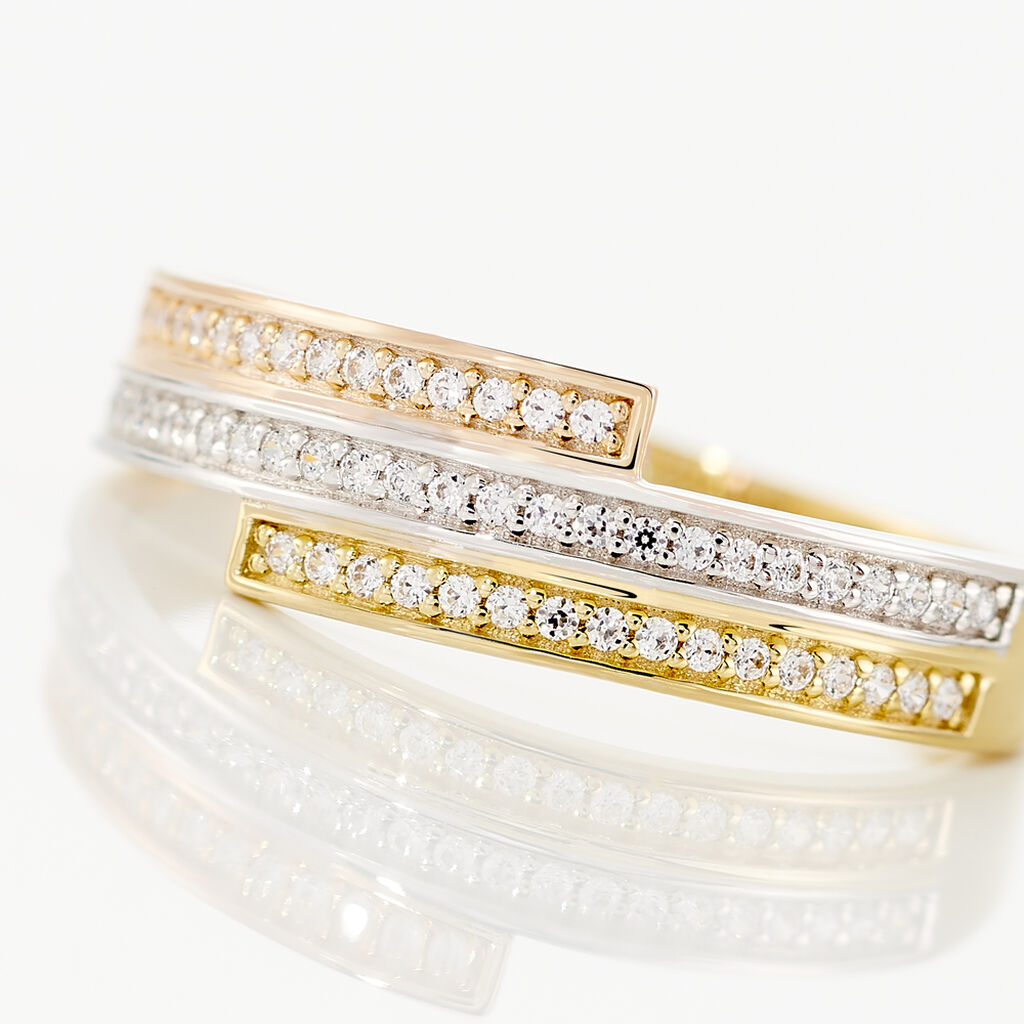 Bague Rama Or Tricolore Oxyde De Zirconium - Bagues avec pierre Femme | Histoire d&rsquo;Or