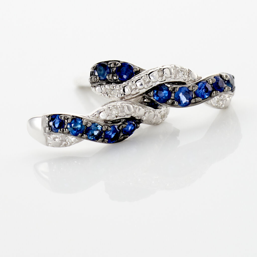 Boucles D'oreilles Puces Ligera Or Blanc Saphir Et Diamant - Clous d'oreilles Femme | Histoire d’Or