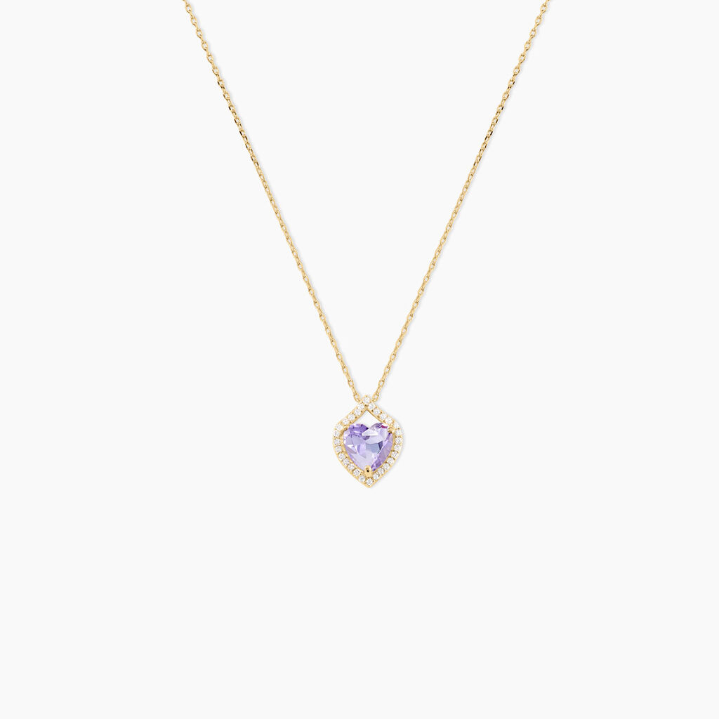 Collier Rosaline Or Jaune Amethyste Et Oxyde De Zirconium - Colliers Femme | Histoire d&rsquo;Or