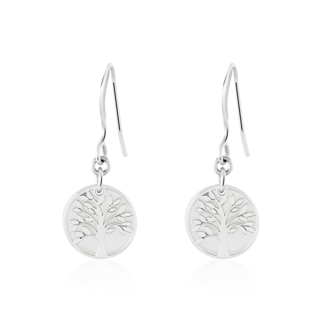 Boucles D'oreilles Pendantes Argent Blanc Sofee Nacress - Boucles d'oreilles fantaisie Femme | Histoire d’Or