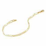 Bracelet Or Jaune Maille Altern&eacute;e 1/3 - Bracelets cha&icirc;ne Femme | Histoire d&rsquo;Or