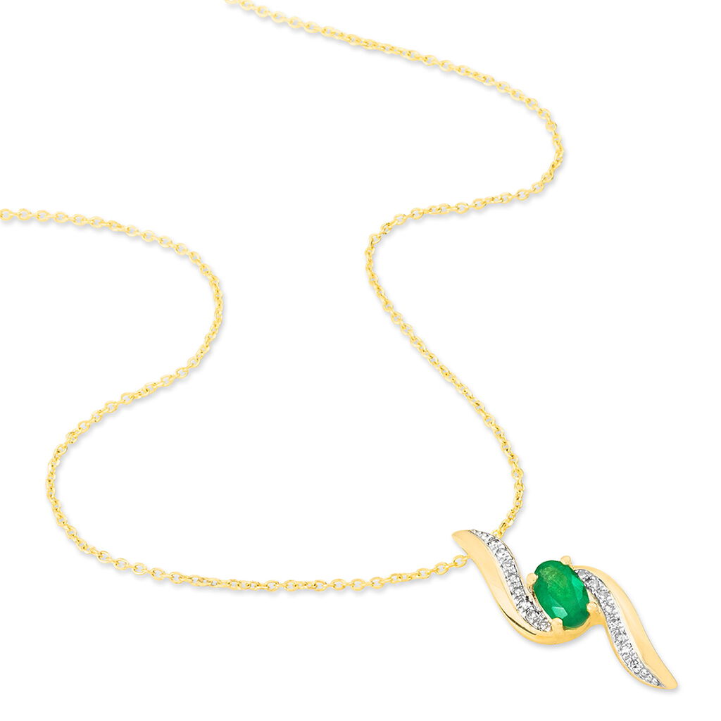 Collier Or Jaune Emeraude Et Diamant - Colliers Femme | Histoire d’Or