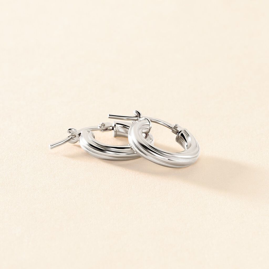 Créoles Maia Argent Blanc - Boucles d'oreilles créoles Femme | Histoire d’Or