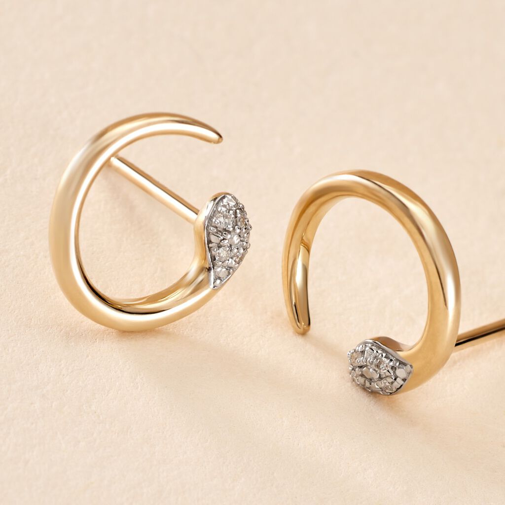 Boucles D'oreilles Puces Snake Or Jaune Diamant - Clous d'oreilles Femme | Histoire d&rsquo;Or