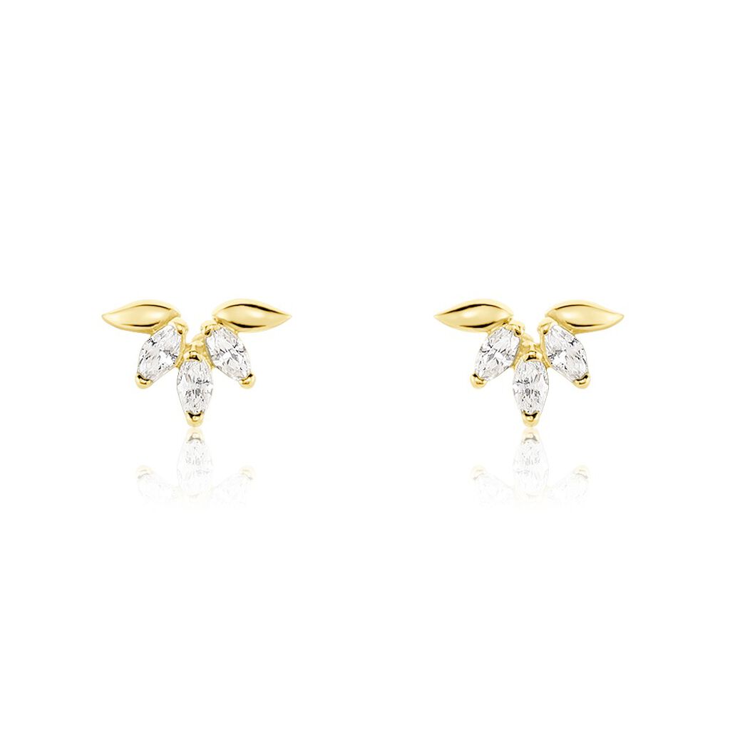 Boucles D'oreilles Puces Maralyn Or Jaune Oxyde De Zirconium - Clous d'oreilles Femme | Histoire d&rsquo;Or