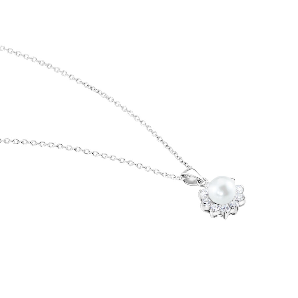 Collier Argent Blanc Cheri Perle De Culture Oxydes De Zirconium - Colliers fantaisie Femme | Histoire d’Or