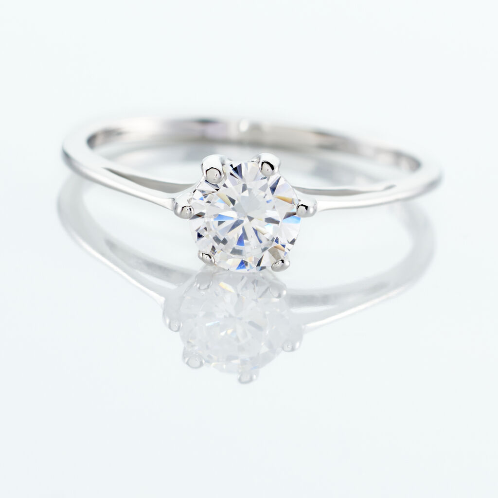 Bague Solitaire Lydia Argent Blanc Oxyde De Zirconium - Bagues solitaires Femme | Histoire d&rsquo;Or