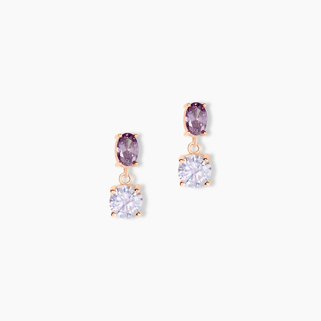 Boucles D'oreilles Pendantes Argent Rose Brenna Oxydes De Zirconium - Boucles d'oreilles fantaisie Femme | Histoire d&rsquo;Or