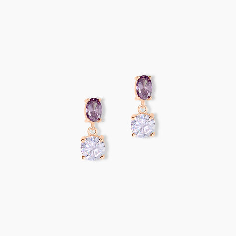 Boucles D'oreilles Pendantes Argent Rose Brenna Oxydes De Zirconium - Boucles d'oreilles fantaisie Femme | Histoire d&rsquo;Or