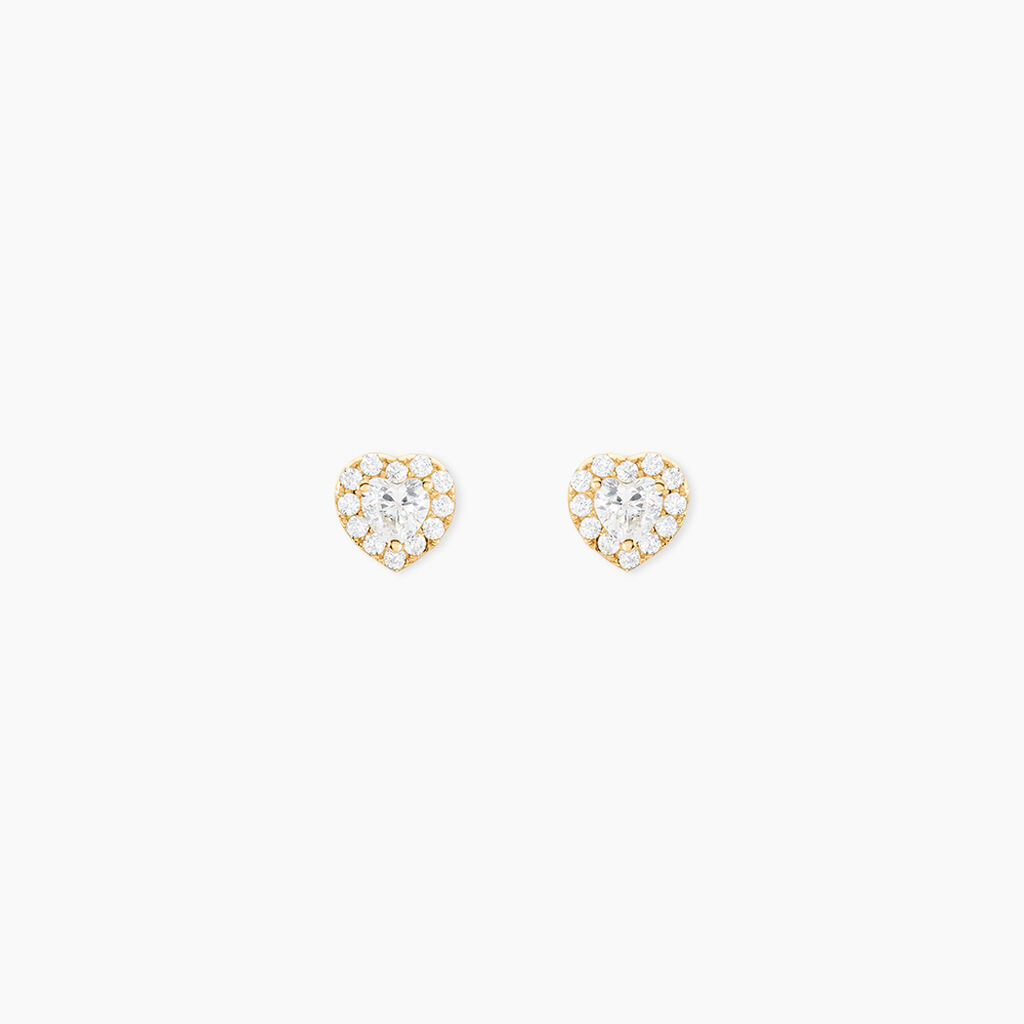 Boucles D'Oreilles Puces Laverne Or Jaune Oxyde De Zirconium - Boucles d'oreilles 18 carats Femme | Histoire d&rsquo;Or