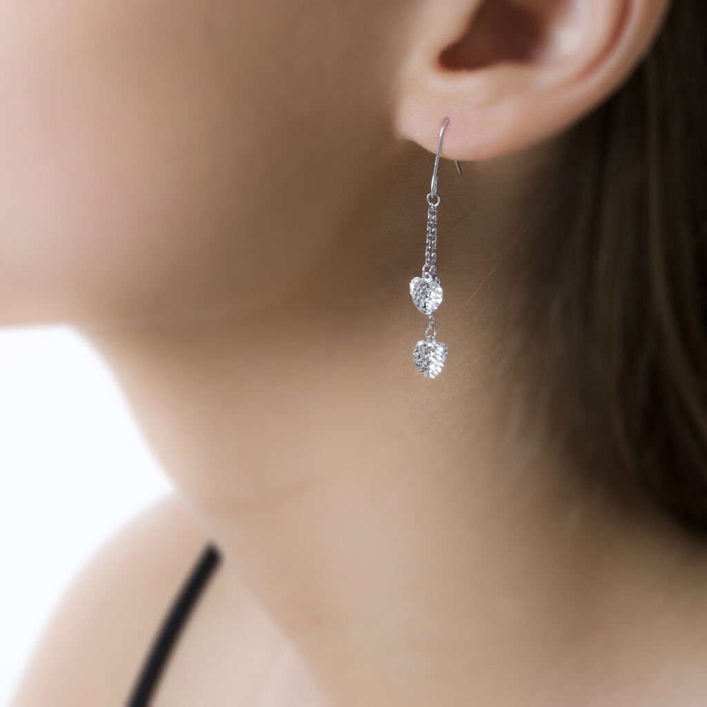 Boucles D'oreilles Pendantes Shaines Or Blanc - Boucles d'Oreilles Etoile Femme | Histoire d’Or