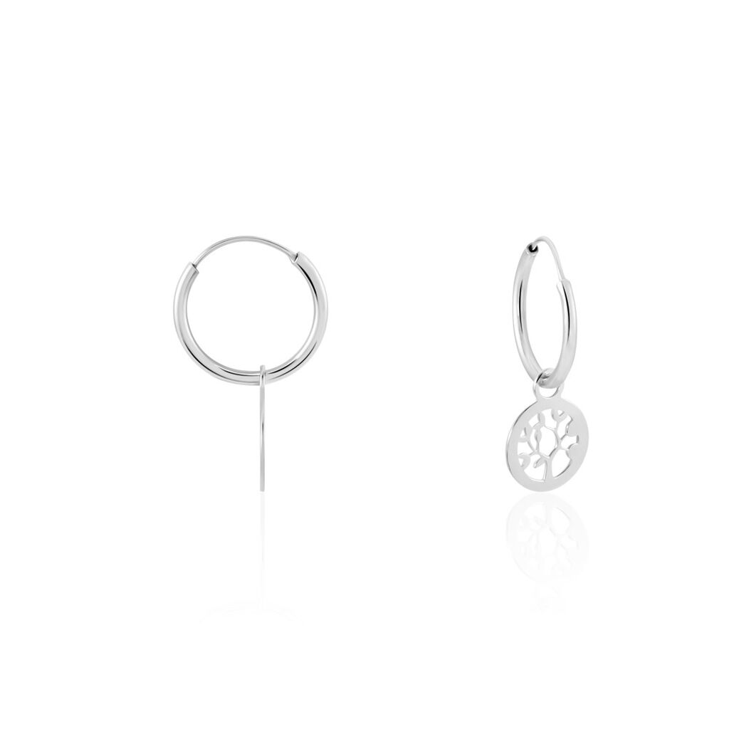 Créoles Isabel Argent Blanc - Boucles d'Oreilles Arbre de vie Femme | Histoire d’Or