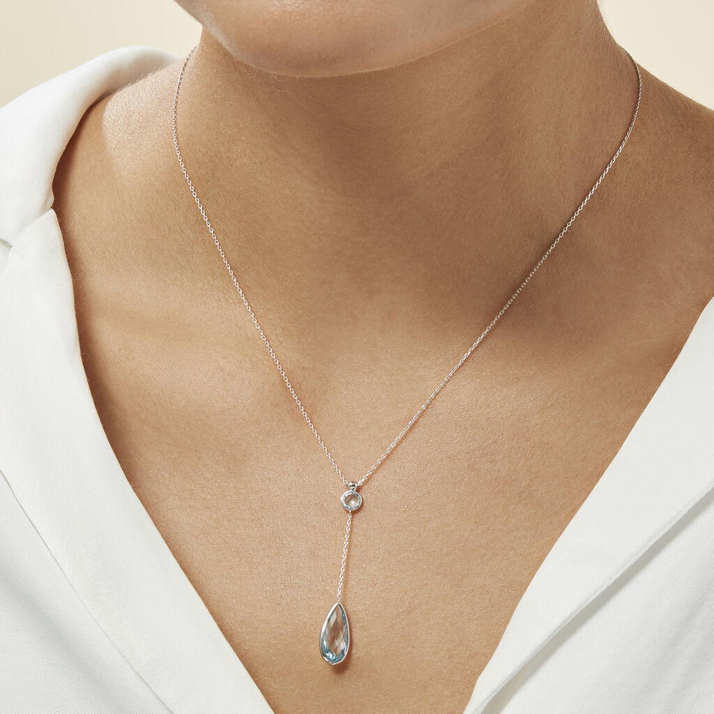 Collier Dennis Or Blanc Topaze - Colliers Femme | Histoire d’Or