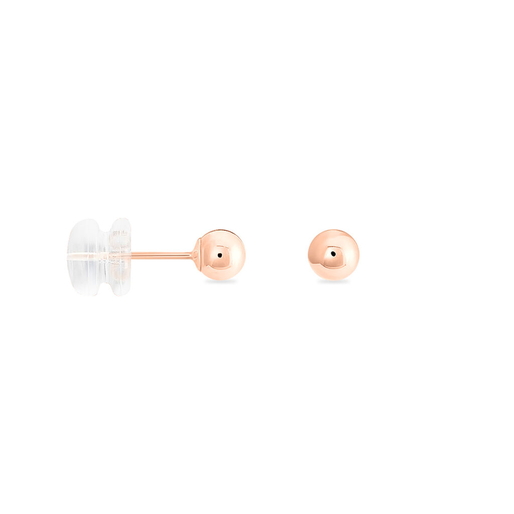 Boucles D'oreilles Puces Fidelia Boule Or Rose - Clous d'oreilles Femme | Histoire d’Or