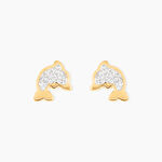 Boucles D'oreilles Puces Edmee Dauphin Or Jaune Strass - Clous d'oreilles Femme | Histoire d&rsquo;Or
