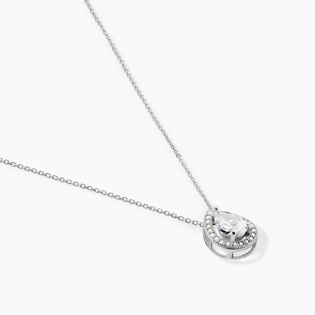 Collier Pilar Argent Blanc Oxyde De Zirconium - Colliers fantaisie Femme | Histoire d&rsquo;Or