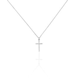 Collier Jezabel Or Blanc Diamant - Colliers Croix Femme | Histoire d’Or