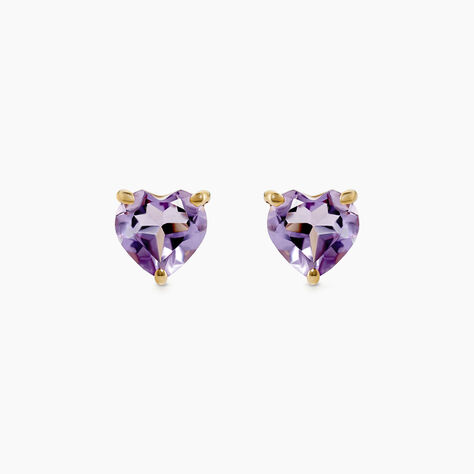 Boucles D'oreilles Puces Salona Or Jaune Amethyste Violet - Clous d'oreilles Femme | Histoire d’Or