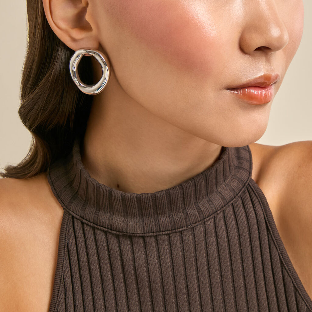 Boucles D'Oreilles Puces Kelia Acier Blanc - Boucles d'oreilles fantaisie Femme | Histoire d&rsquo;Or