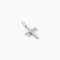 Pendentif Canice Croix Or Blanc Oxyde De Zirconium