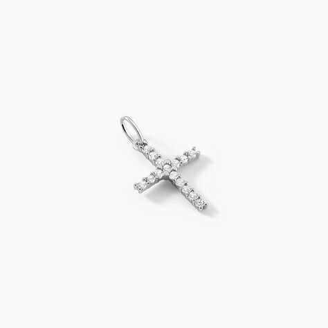 Pendentif Canice Croix Or Blanc Oxyde De Zirconium - Pendentifs Communion Femme | Histoire d’Or