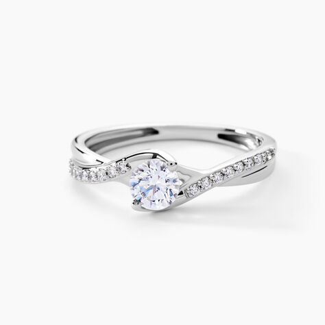 Solitaire Accompagné Laetitianne Or Blanc Diamant Synthétique - Bagues solitaires Femme | Histoire d’Or