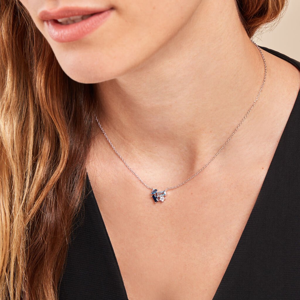 Collier Guillemette Argent Blanc Pierre D'imitation - Colliers fantaisie Femme | Histoire d’Or