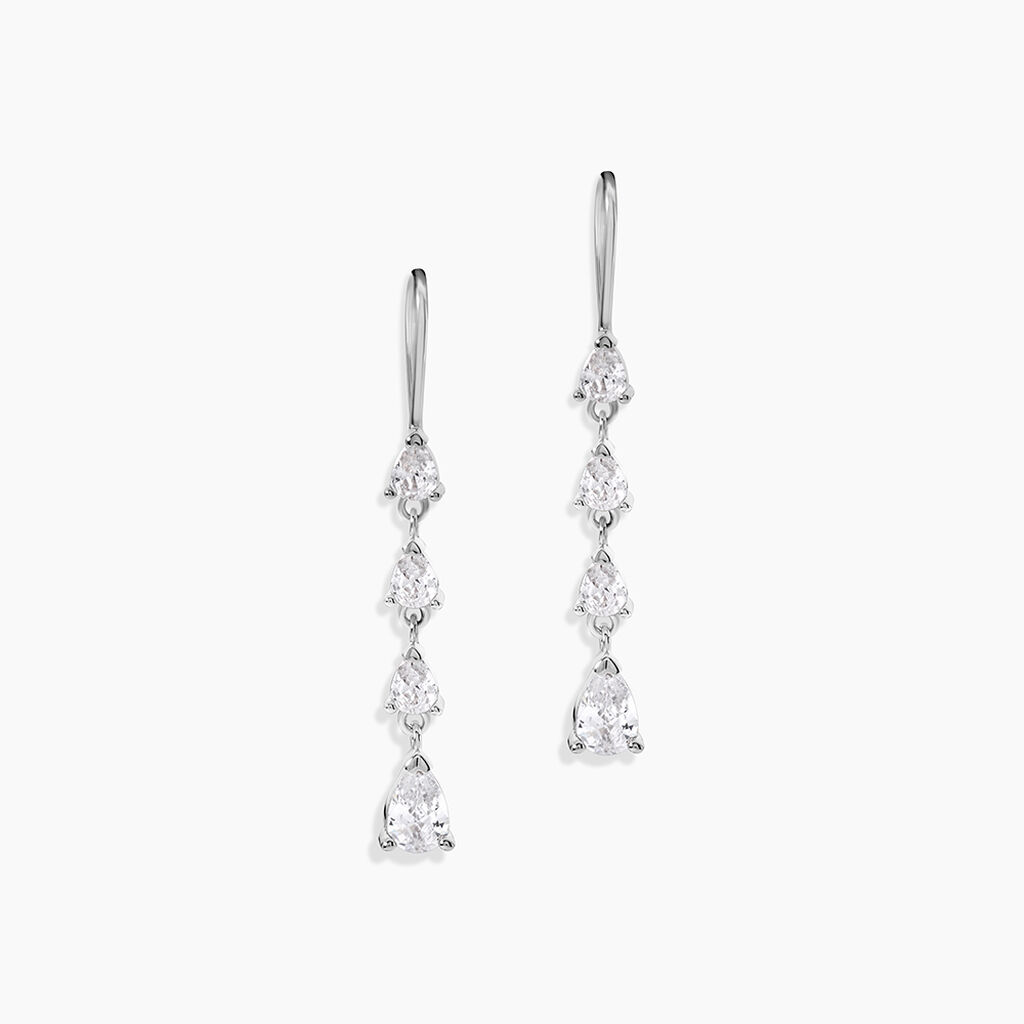 Boucles D'Oreilles Pendantes Tapis Rouge Argent Blanc Oxyde De Zirconium - Boucles d'oreilles fantaisie Femme | Histoire d&rsquo;Or