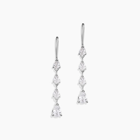 Boucles D'Oreilles Pendantes Tapis Rouge Argent Blanc Oxyde De Zirconium - Boucles d'oreilles fantaisie Femme | Histoire d&rsquo;Or