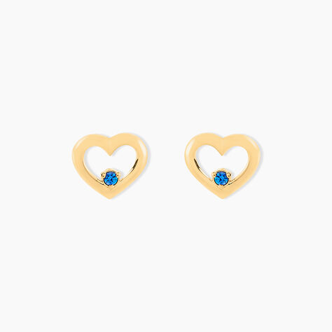 Boucles D'oreilles Puces Martella Or Jaune Saphir - Clous d'oreilles Femme | Histoire d’Or