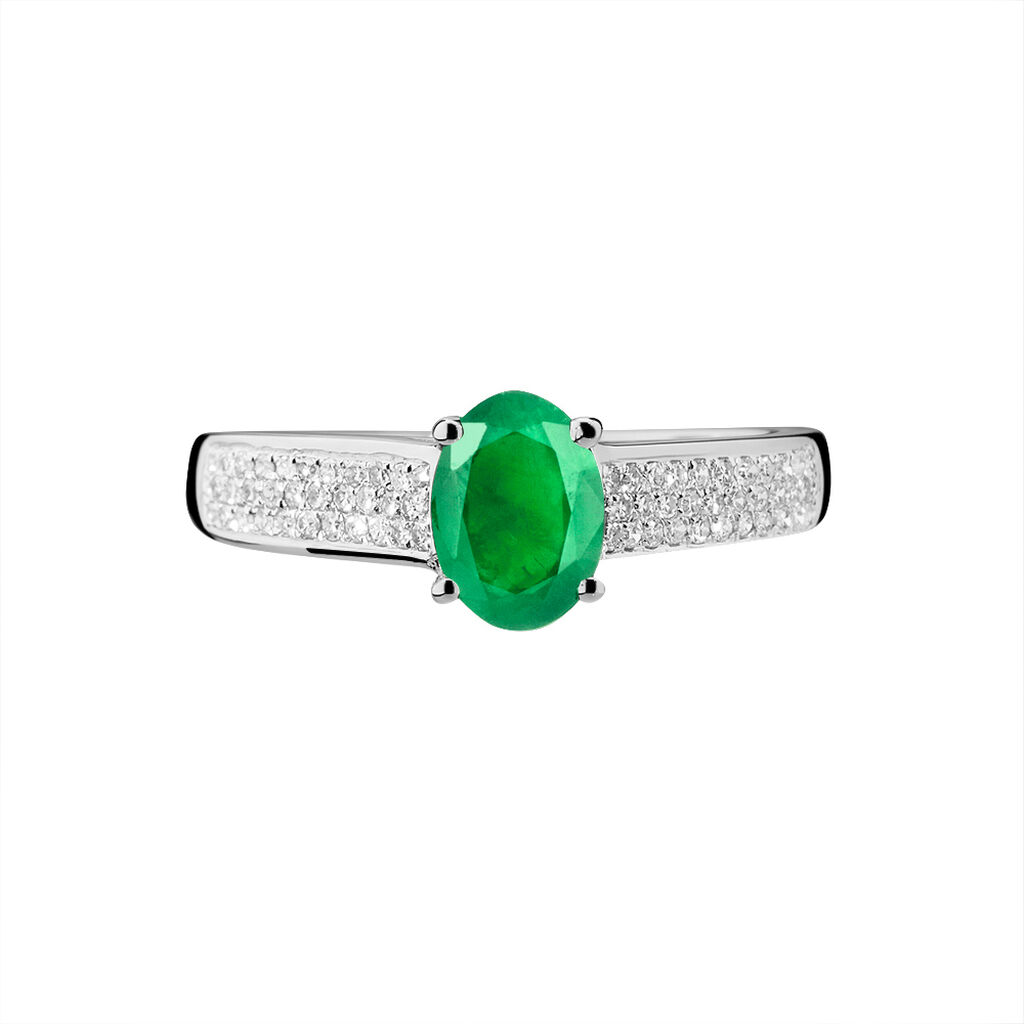 Bague Crista Or Blanc Emeraude Et Diamant - Bagues solitaires Femme | Histoire d&rsquo;Or