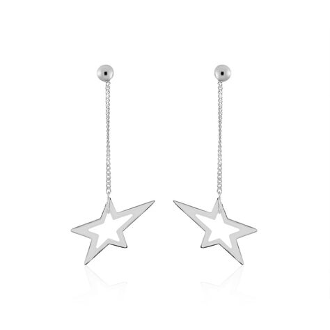 Boucles D'oreilles Pendantes Eloisa Argent Blanc - Boucles d'Oreilles Etoile Femme | Histoire d’Or