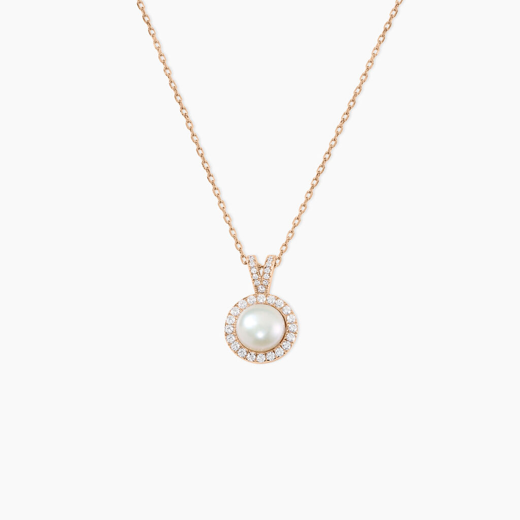Collier Olivia Argent Rose Perle De Culture Et Oxyde De Zirconium - Colliers fantaisie Femme | Histoire d&rsquo;Or
