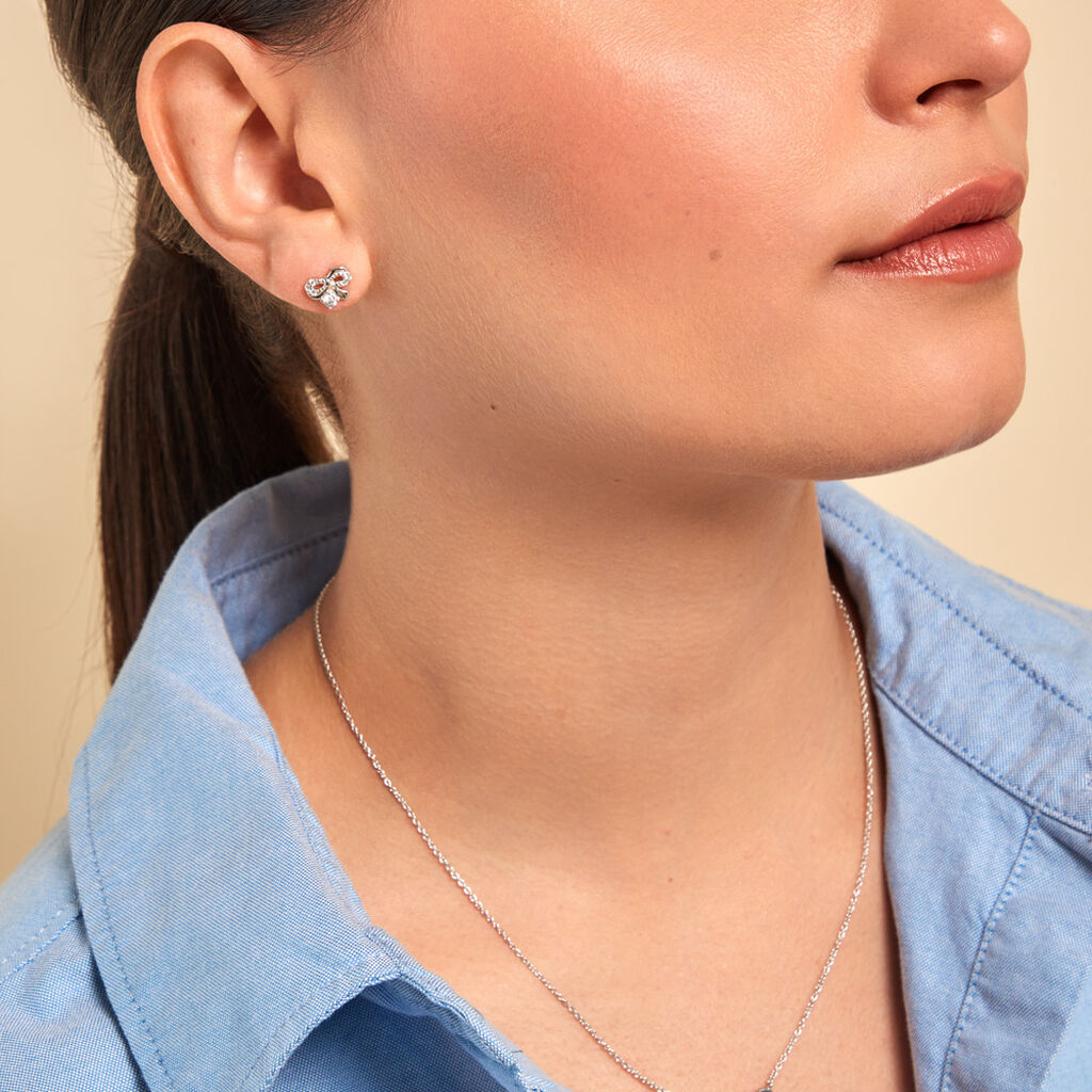 Boucles D'oreilles Puces Suna Argent Blanc Oxyde De Zirconium - Nouveautés Femme | Histoire d’Or