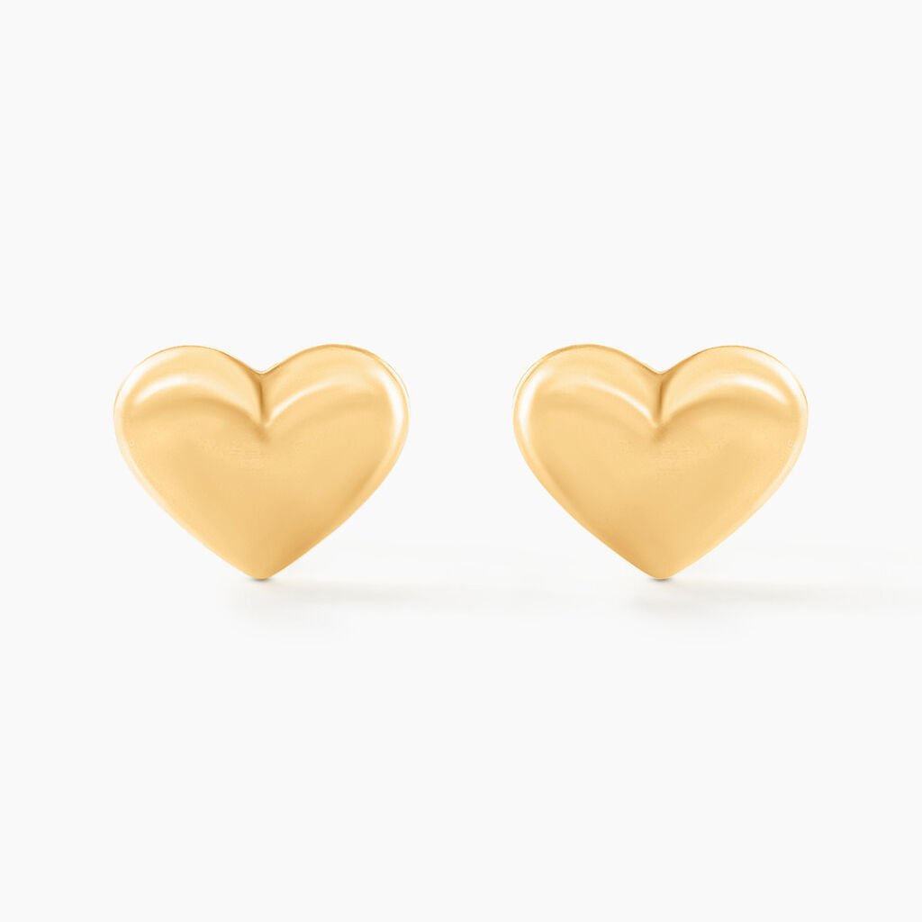 Boucles D'oreilles Puces Aricia Coeur Or Jaune - Clous d'oreilles Enfant | Histoire d&rsquo;Or