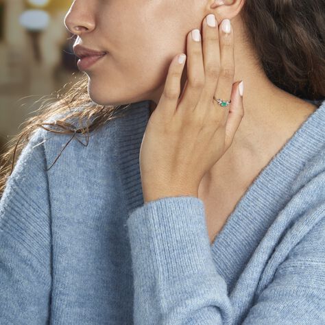 Bague Or Blanc Febe Emeraude - Bagues solitaires Femme | Histoire d’Or