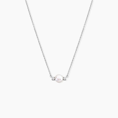 Collier Sari Argent Blanc Perle De Culture Oxyde De Zirconium - F&ecirc;te des m&egrave;res Femme | Histoire d&rsquo;Or