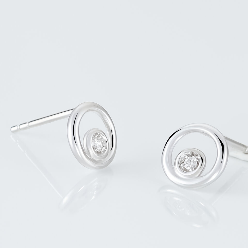 Boucles D'oreilles Puces Fidelia Or Blanc Diamant - Clous d'oreilles Femme | Histoire d&rsquo;Or