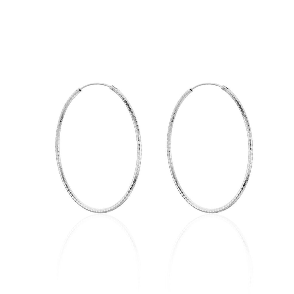 Créoles Argent Blanc Agathe - Boucles d'oreilles créoles Femme | Histoire d’Or