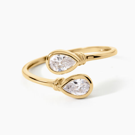 Bague Sunset Riviera Argent Dor&eacute; A L'Or 750/1000 Oxyde De Zirconium - Bagues avec pierre Femme | Histoire d&rsquo;Or